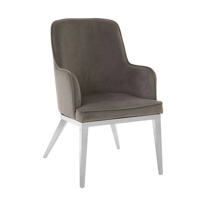 Eliza Grey Velvet Dining Chair with Silver Finish Legs