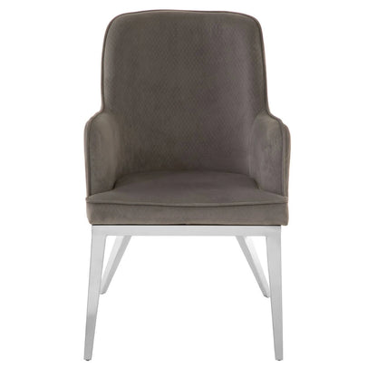Eliza Grey Velvet Dining Chair with Silver Finish Legs