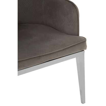 Eliza Grey Velvet Dining Chair with Silver Finish Legs