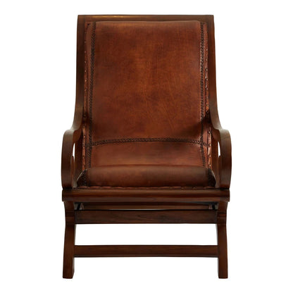 Inca Brown Leather Lounge Chair with Footstool