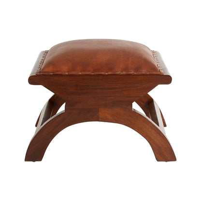 Inca Brown Leather Lounge Chair with Footstool