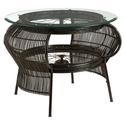 Mantis Black Finish Bicycle Wheel Design Coffee Table
