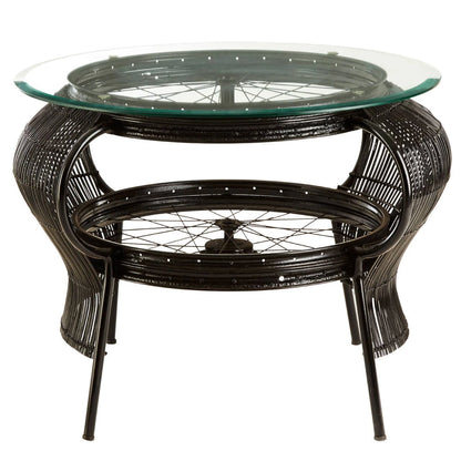 Mantis Black Finish Bicycle Wheel Design Coffee Table