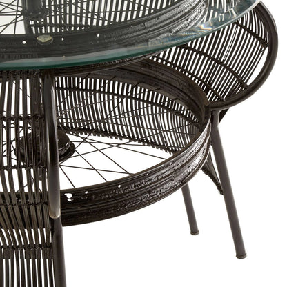 Mantis Black Finish Bicycle Wheel Design Coffee Table