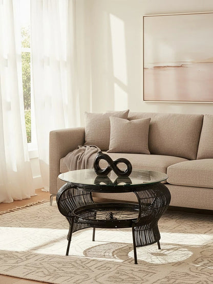 Mantis Black Finish Bicycle Wheel Design Coffee Table