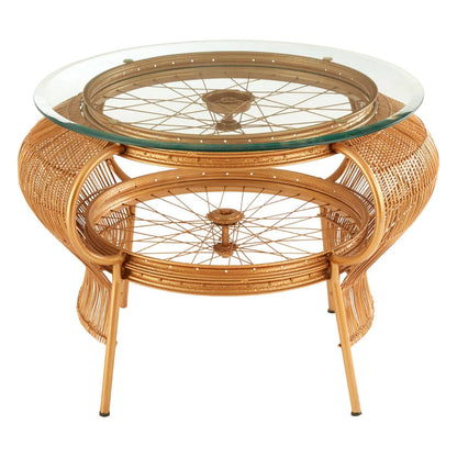 Mantis Gold Finish Bicycle Finish Design Coffee Table