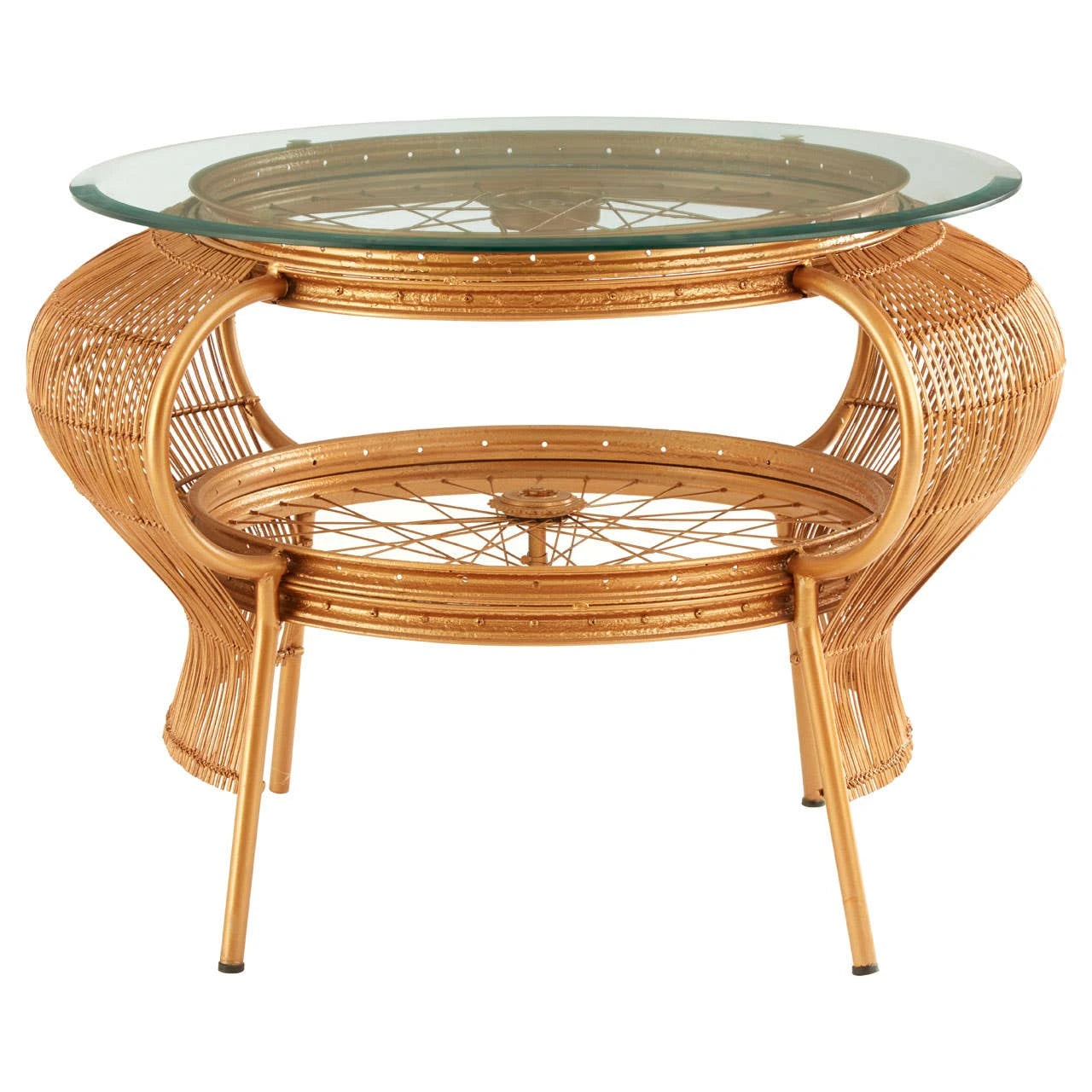 Mantis Gold Finish Bicycle Finish Design Coffee Table