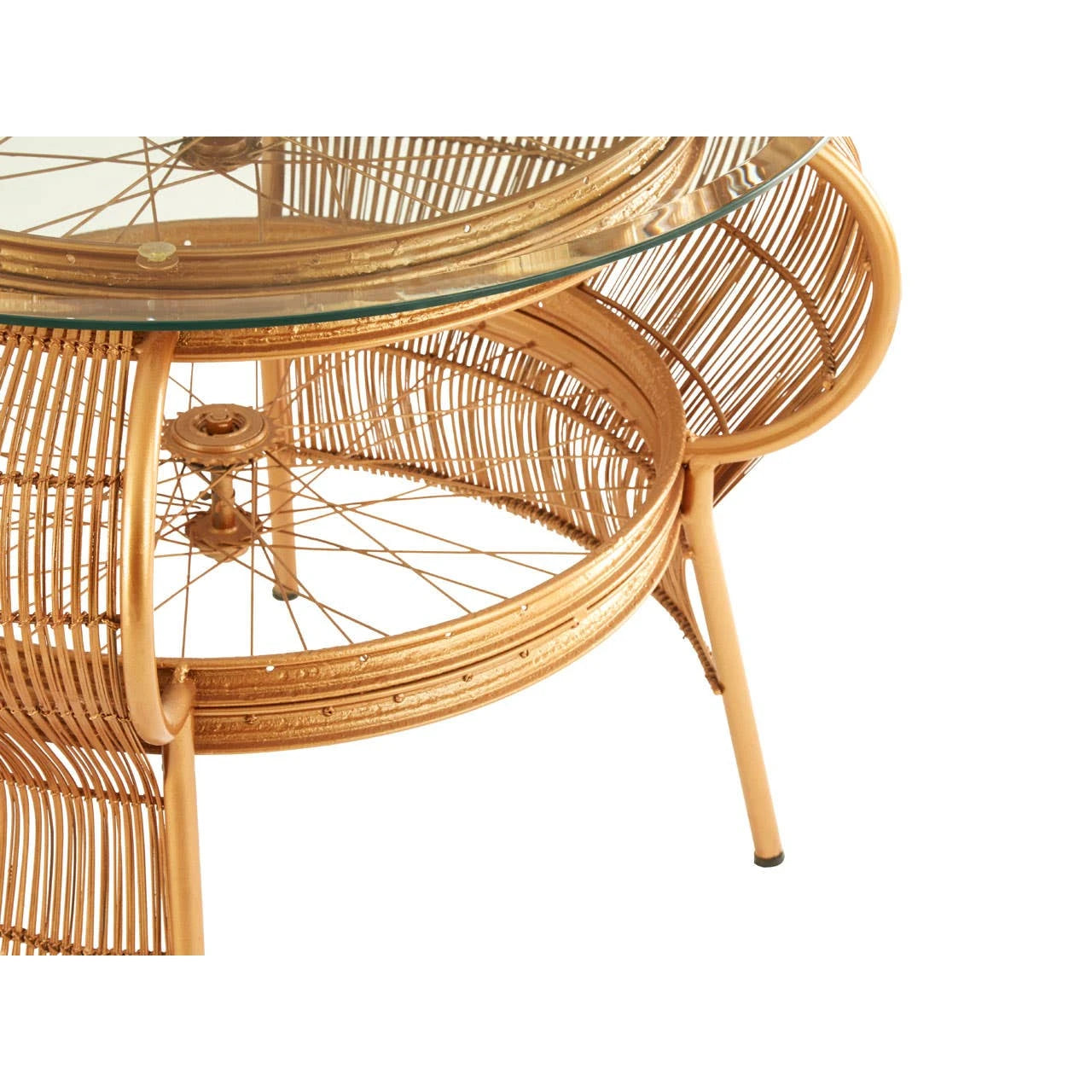 Mantis Gold Finish Bicycle Finish Design Coffee Table
