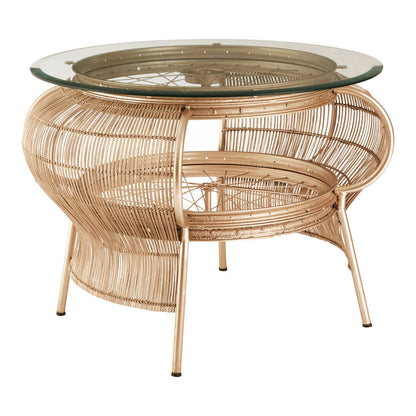 Mantis Champagne Gold Finish Bicycle Wheel Design Coffee Table