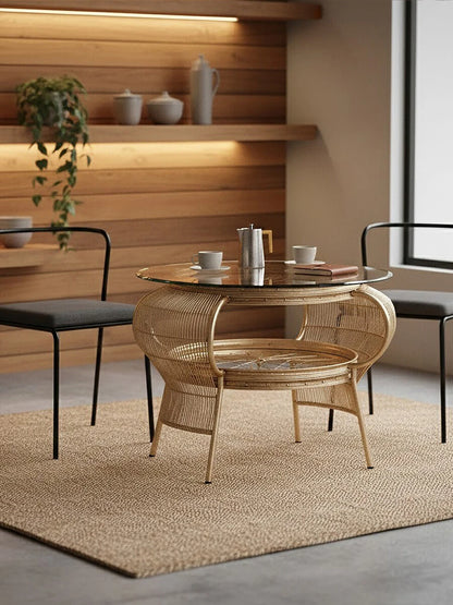 Mantis Champagne Gold Finish Bicycle Wheel Design Coffee Table