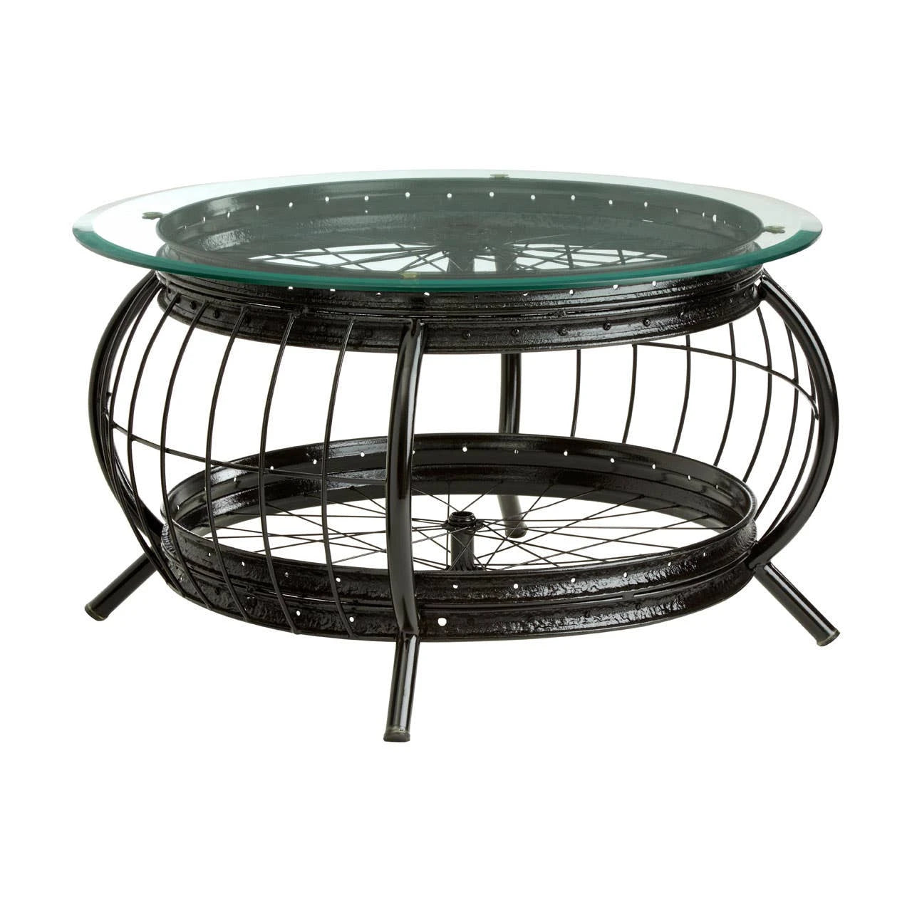 Mantis Black Finish Bicycle Wheel Coffee Table