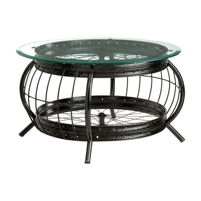 Mantis Black Finish Bicycle Wheel Coffee Table