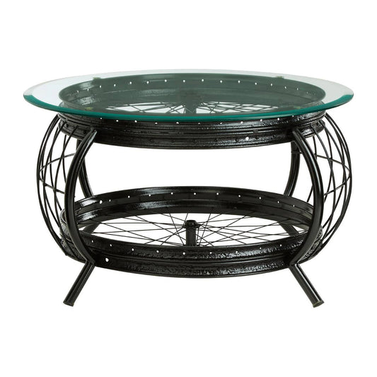 Mantis Black Finish Bicycle Wheel Coffee Table
