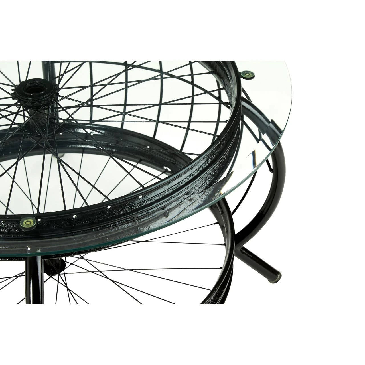 Mantis Black Finish Bicycle Wheel Coffee Table