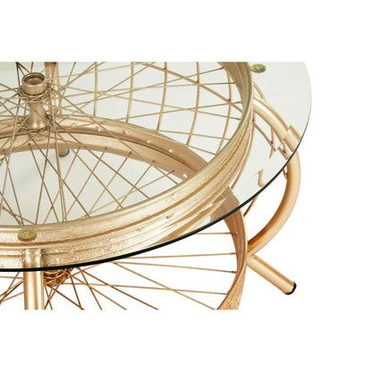 Mantis Champagne Gold Finish Biycle Wheel Coffee Table