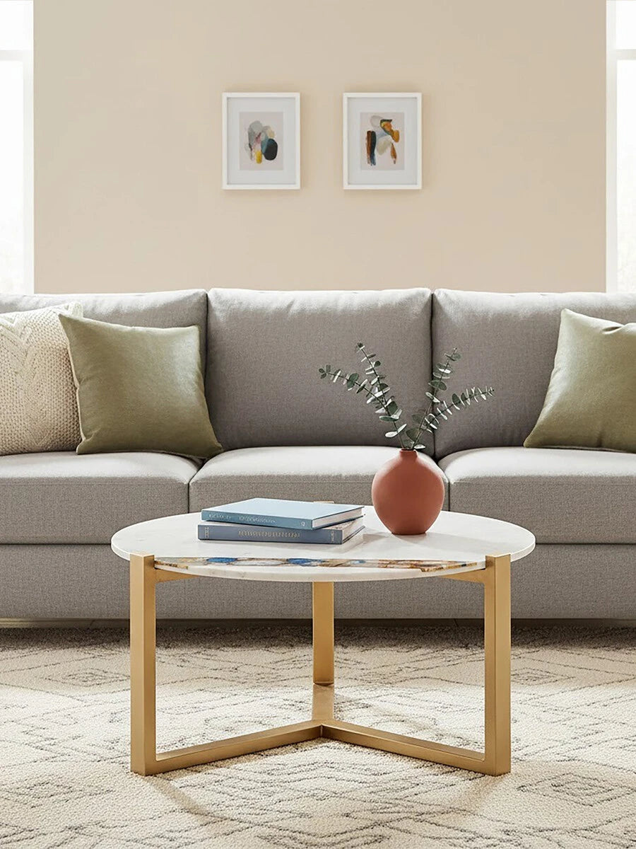 Vizzini Agate Marble Top Round Coffee Table
