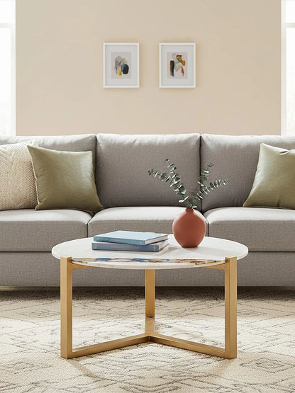 Vizzini Agate Marble Top Round Coffee Table