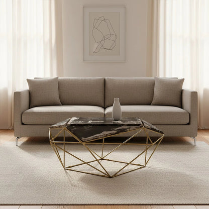 Relic Dark Petrified Wood Geometric Coffee Table