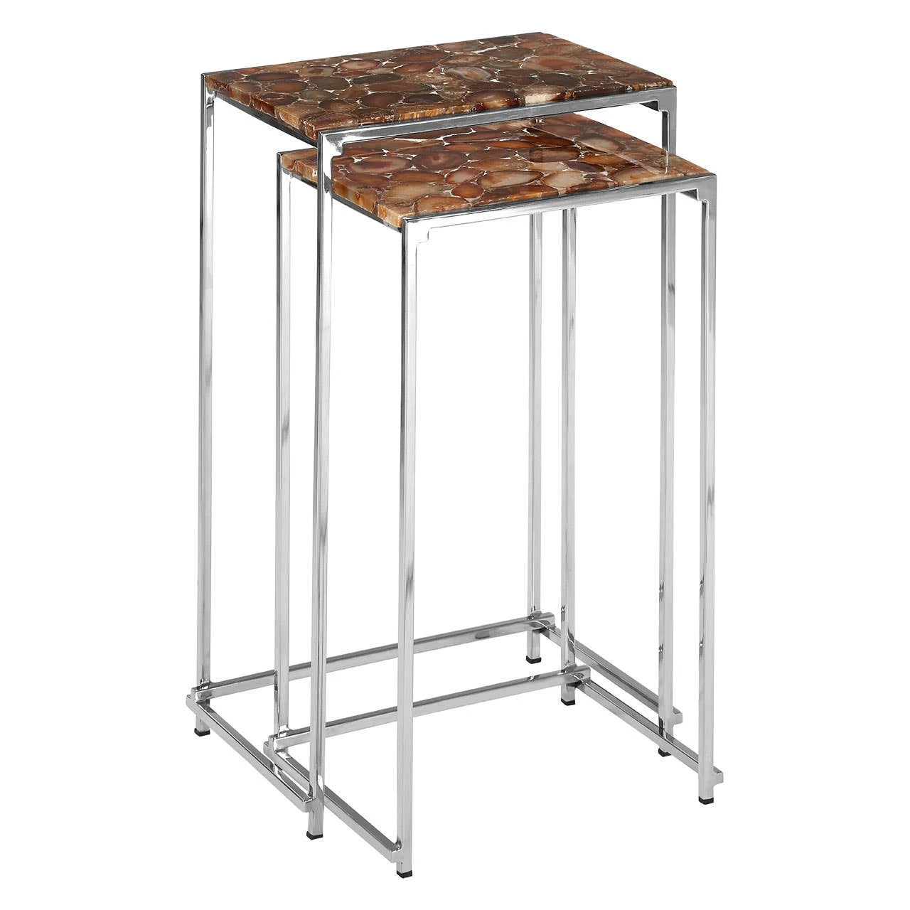 Relic Nest of 2 Side Tables With Agate Stone Top
