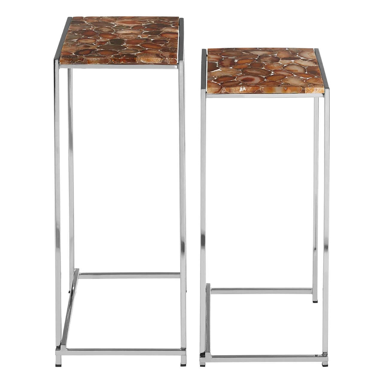 Relic Nest of 2 Side Tables With Agate Stone Top