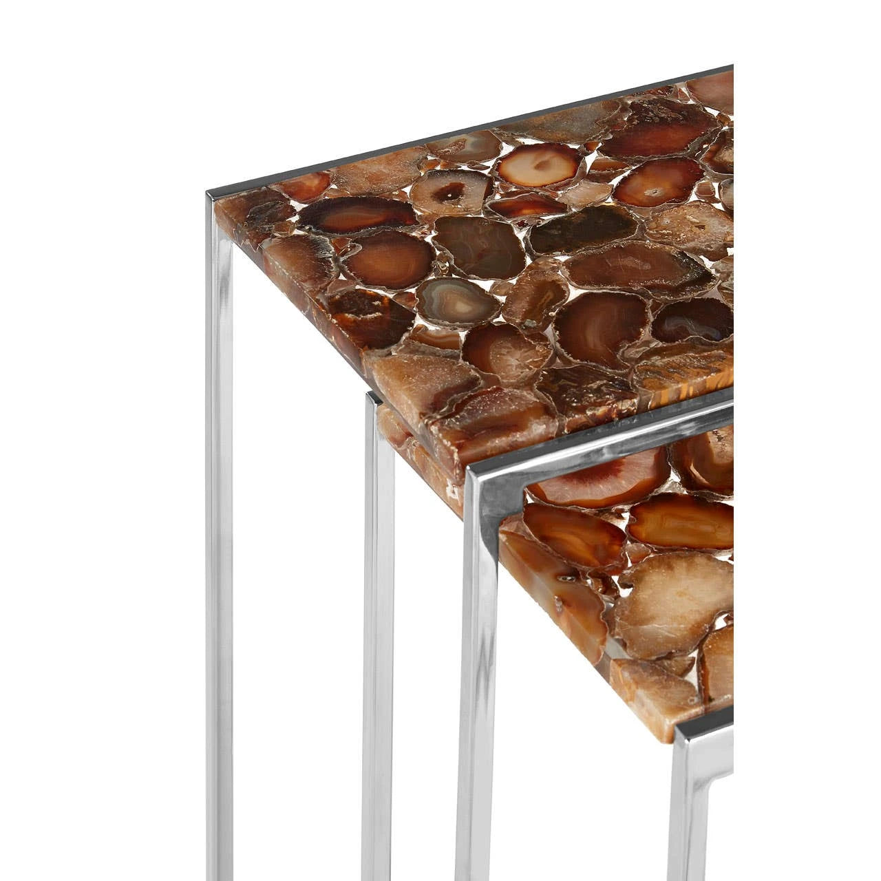 Relic Nest of 2 Side Tables With Agate Stone Top