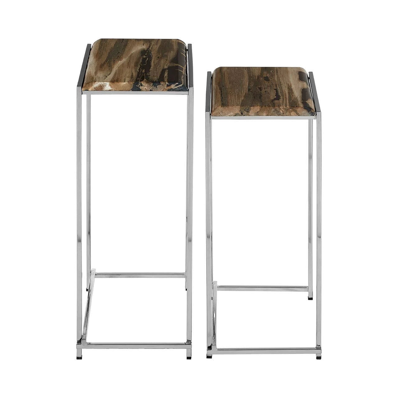 Relic Nest Of 2 Petrified Wood Side Tables