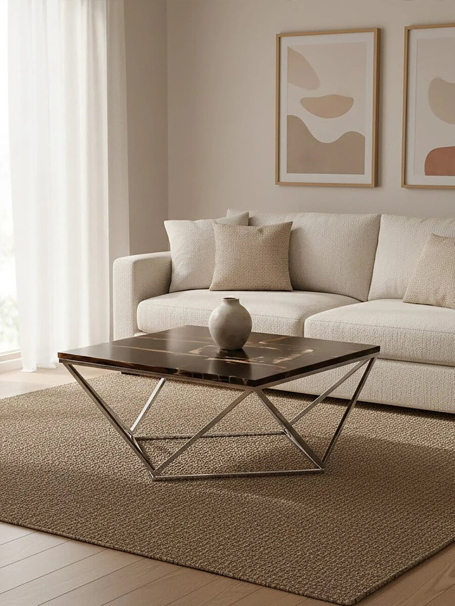 Relic Dark Petrified Wood Top Coffee Table