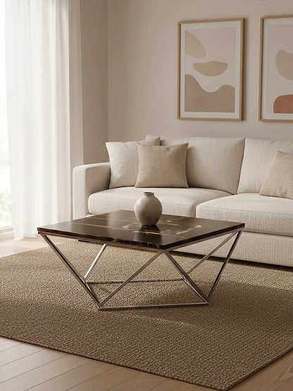 Relic Dark Petrified Wood Top Coffee Table