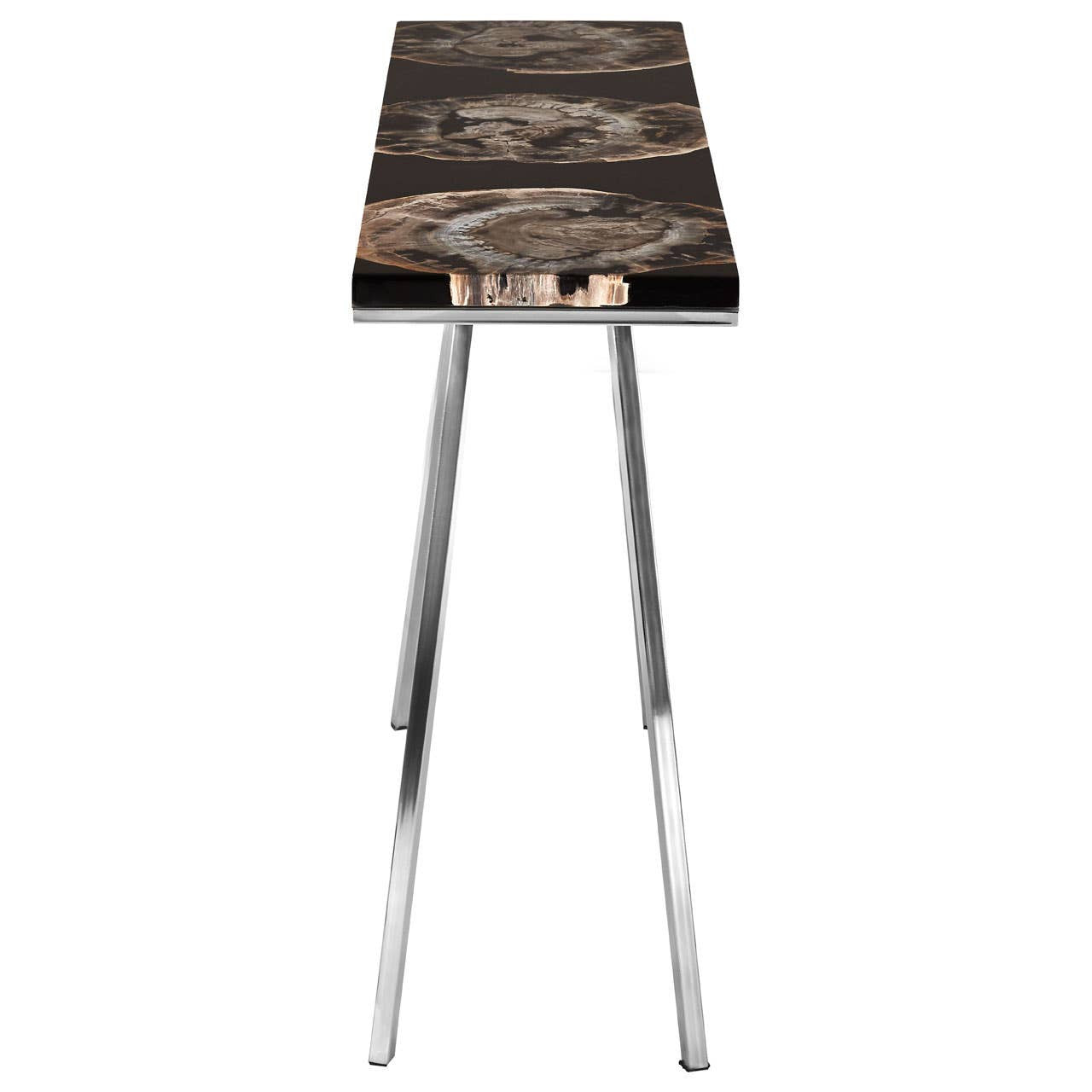 Relic Black Resin And Silver Legs Console Table