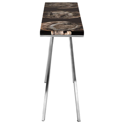 Relic Black Resin And Silver Legs Console Table