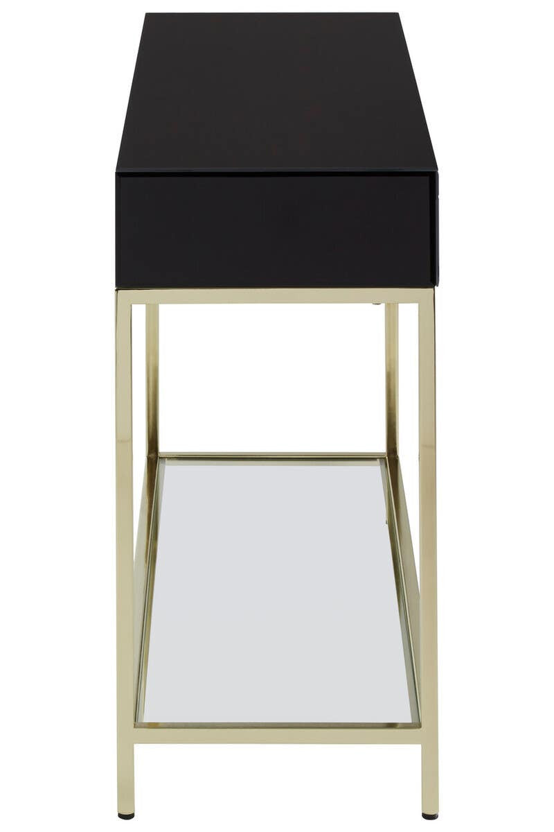 Kensington Townhouse Black Mirror Console Table with Gold Frame