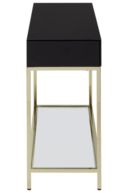 Kensington Townhouse Black Mirror Console Table with Gold Frame