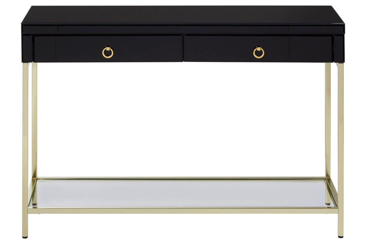 Kensington Townhouse Black Mirror Console Table with Gold Frame