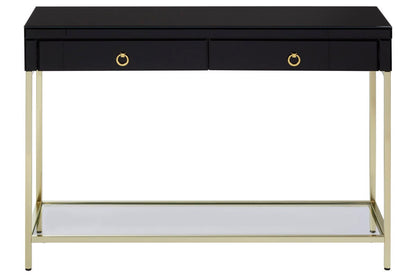 Kensington Townhouse Black Mirror Console Table with Gold Frame