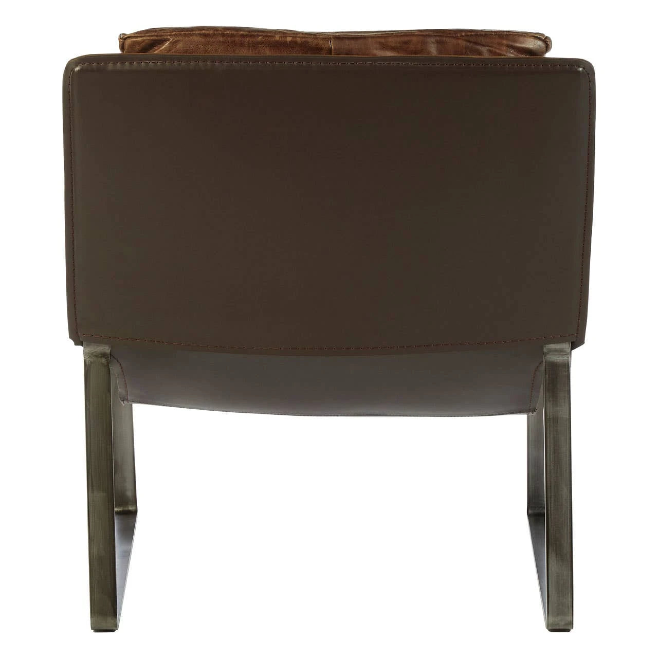 Hoxton Brown Leather Sledge Base Lounge Chair
