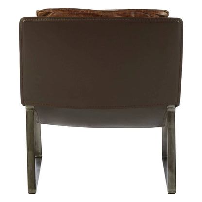 Hoxton Brown Leather Sledge Base Lounge Chair