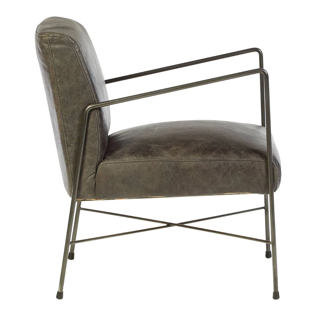 Hoxton Grey Leather Lounge Chair
