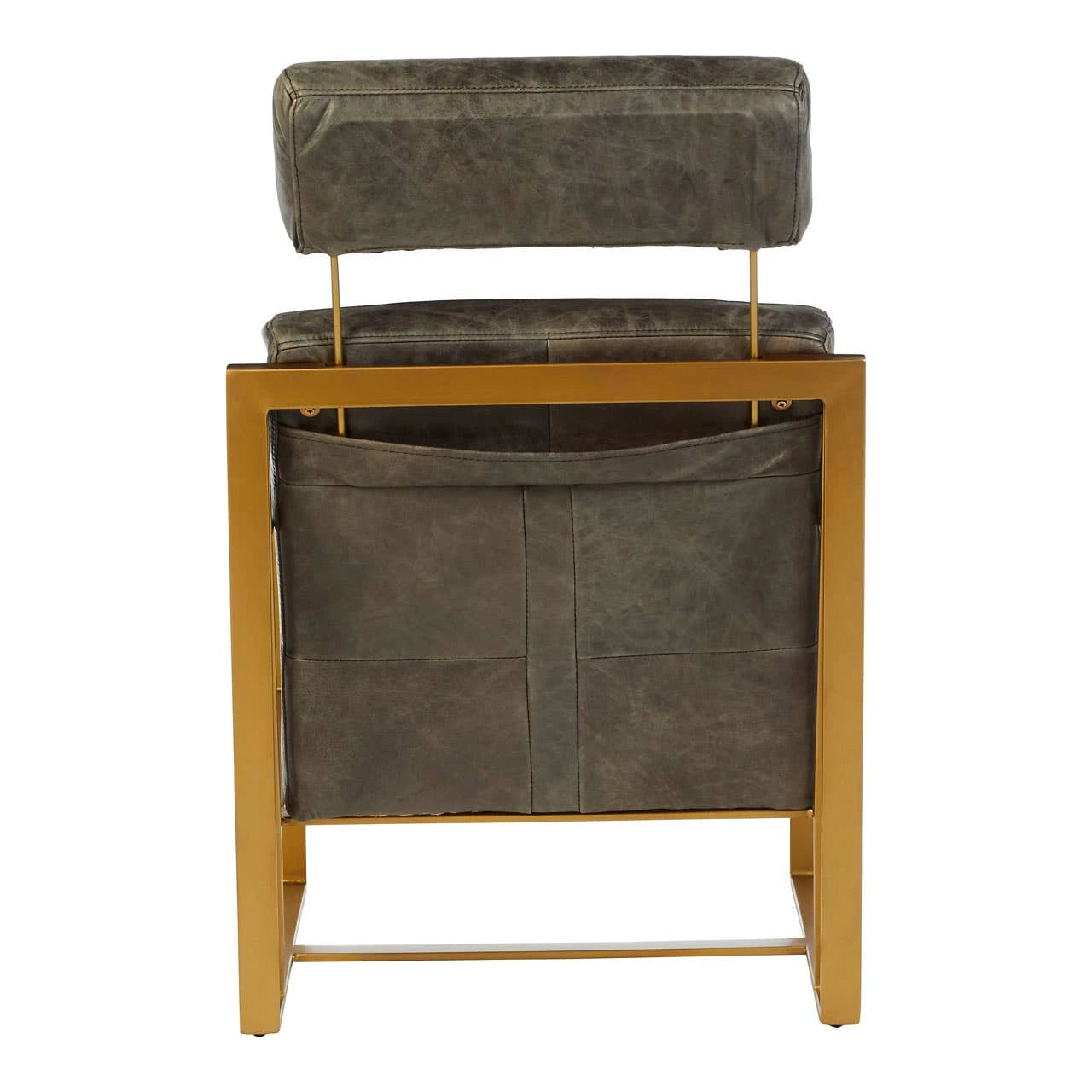 Hoxton Grey Leather Lounge Chair with Rose Gold Finish Frame