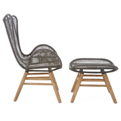 Sisal Grey Rope Lounge Chair And Footstool