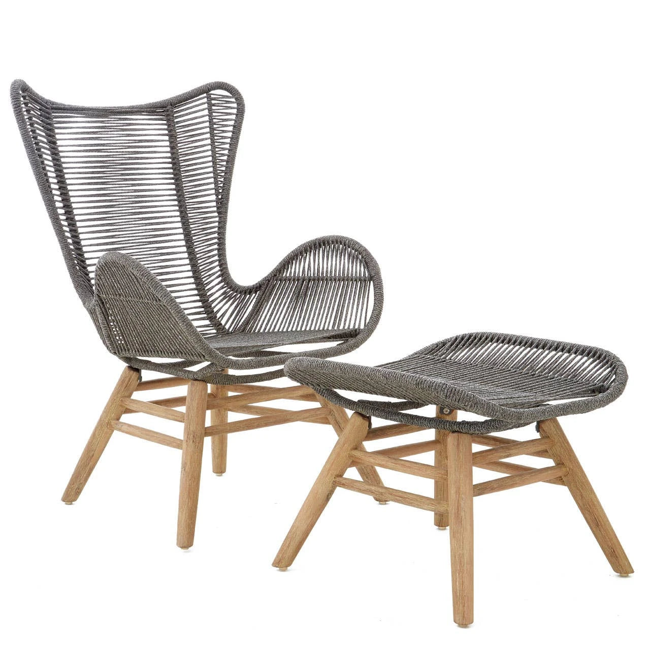 Sisal Grey Rope Lounge Chair And Footstool