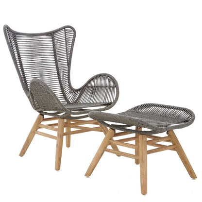 Sisal Grey Rope Lounge Chair And Footstool