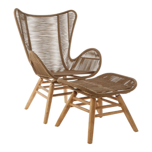 Sisal Latte Rope Lounge Chair And Footstool