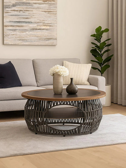Opus Grey Woven Rope and Stone Coffee Table
