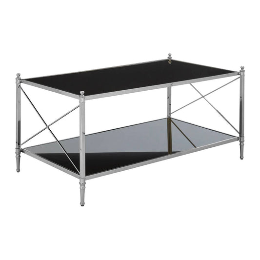 Hoffmann Black Glass and Nickel Finish Rectangular Coffee Table
