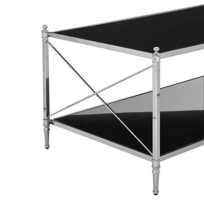 Hoffmann Black Glass and Nickel Finish Rectangular Coffee Table