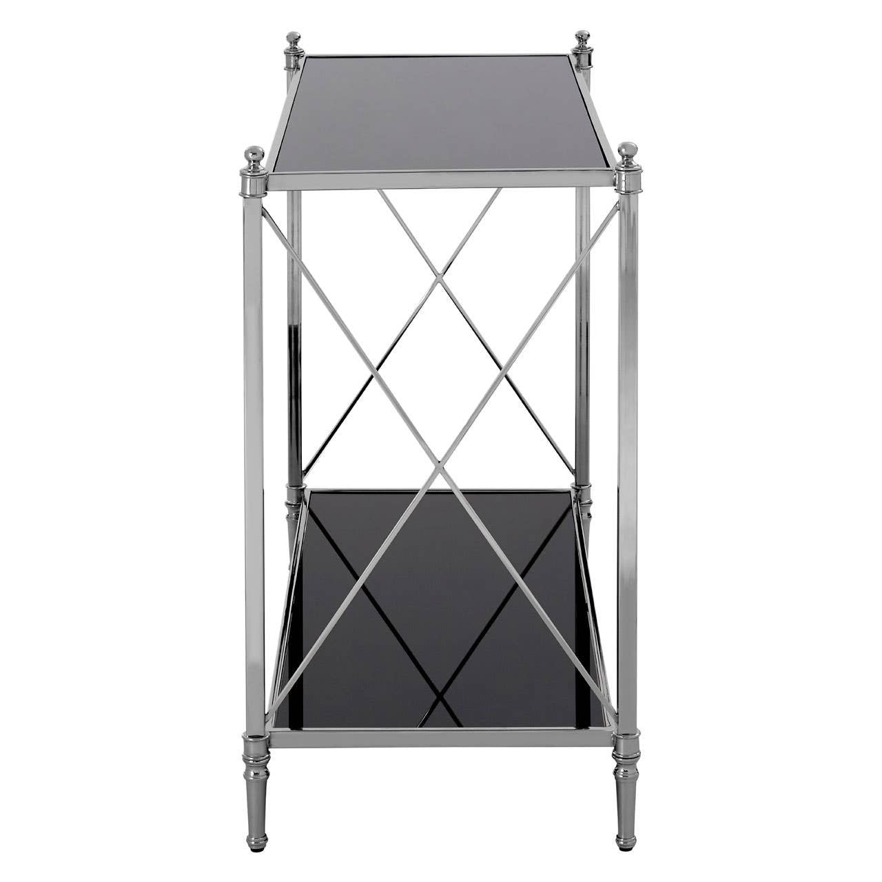 Hoffmann Black Glass and Nickel Finish Console Table