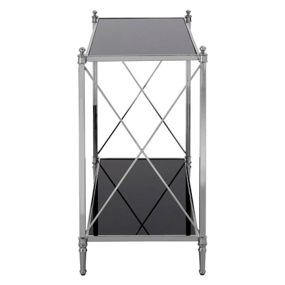 Hoffmann Black Glass and Nickel Finish Console Table