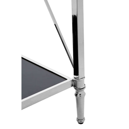 Hoffmann Black Glass and Nickel Finish Console Table