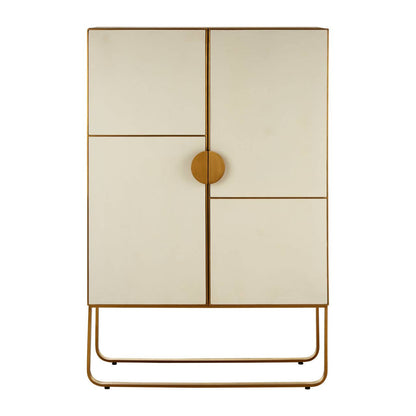 Modica Oak Wood and Brushed Gold Cabinet