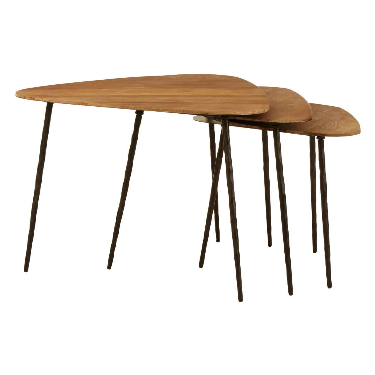 Elmo Elm Wood Top Nest of 3 Triangular Tables
